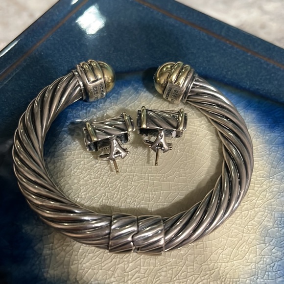 DAVID YURMAN bracelet and earrings. Silver and gold, beautiful. - Picture 3 of 8